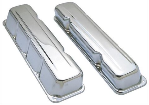 Trans-Dapt Performance Chrome Valve Covers 9174 Covers, Stock Height, Steel, Chrome, Plain, AMC, V8, Pair