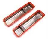 Trans-Dapt Performance Products Valve Covers 9979 Covers, Short, Steel, Orange Powdercoated, Baffled, Chevrolet, Small Block, Pair thumbnail 1