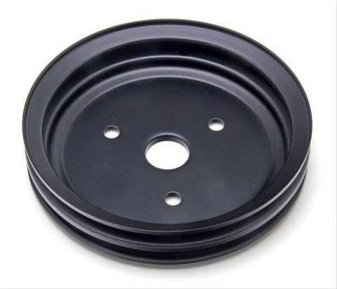 Trans-Dapt Performance Powdercoated Pulleys 8603 Crankshaft Pulley, Steel, 2-Groove, 7.3 in. Dia., Satin Black Powdercoat, Chevy, Small Block, Short Pump, Each thumbnail 1