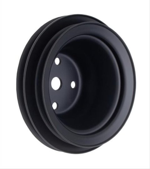 Trans-Dapt Performance Powdercoated Pulleys 8623 Water Pump Pulley, Steel, 2-Groove, 6.3 in. Dia., Satin Black Powdercoat, Chevy, Big Block, Long Pump, Each