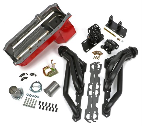 Trans-Dapt Performance Swap-In-A-Box Complete Engine Swap Kits 99086 Kit, Headers, Steel, Black Ceramic Coated, Motor Mounts, Oil Pan, Pickup, Gaskets, Hardware, Chevy, Small Block, Kit