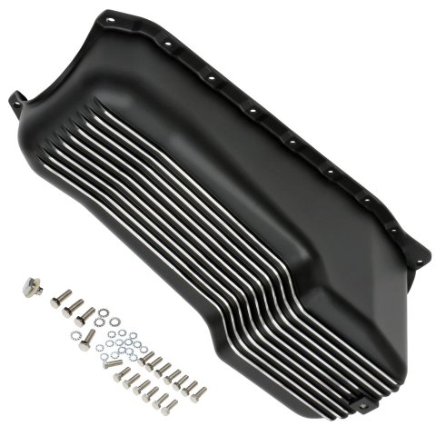 Trans-Dapt Performance Products Oil Pans 7425 Pan, 86-00 SB Chevy Finned Aluminum Pan Black