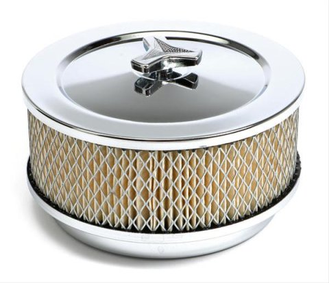 Trans-Dapt Performance Chrome Air Cleaners 2292 Filter Assembly, 6 3/8 in. Diameter, Round, Raised Base, Steel, Chrome, 2.875 in. Overall Height, Each thumbnail 2