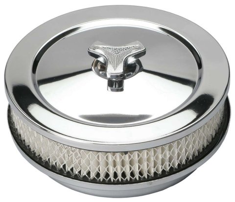 Trans-Dapt Performance Chrome Air Cleaners 2292 Filter Assembly, 6 3/8 in. Diameter, Round, Raised Base, Steel, Chrome, 2.875 in. Overall Height, Each thumbnail 3