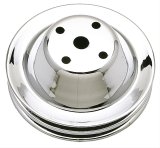Trans-Dapt Performance Chrome Water Pump Pulleys 9605 Pulley SB Chevy pump Double Groove LWP 6.3" thumbnail 1