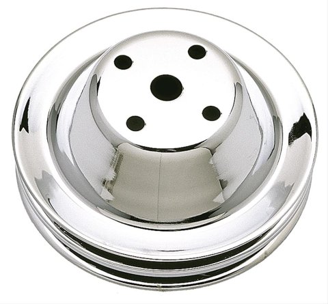 Trans-Dapt Performance Chrome Water Pump Pulleys 9605 Pulley SB Chevy pump Double Groove LWP 6.3"