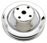 Trans-Dapt Performance Chrome Water Pump Pulleys 9605 Pulley SB Chevy pump Double Groove LWP 6.3" thumbnail 2
