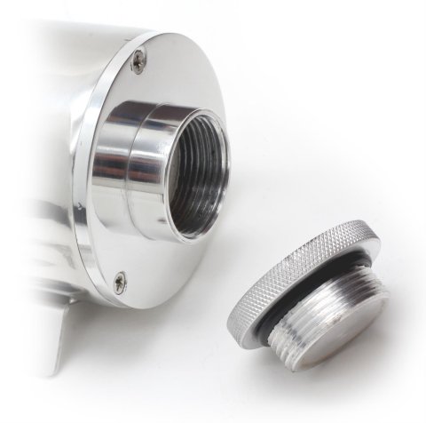 Trans-Dapt Performance Stainless Steel Radiator Overflow Tanks 9911 Tank, Polished Steel, 3 in. Diameter x 10 in. Length, 36 oz. Capacity, Each