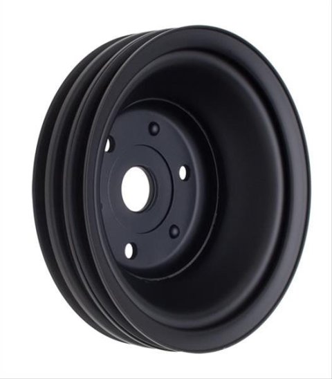 Trans-Dapt Performance Steel Crankshaft Pulleys 8608 Pulley, V-Belt, 3-Groove, Steel, Black, Chevy, Small Block, Long Pump, Each thumbnail 1