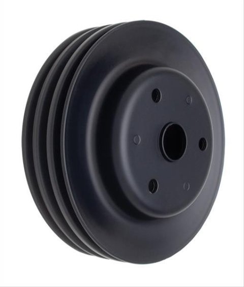 Trans-Dapt Performance Steel Crankshaft Pulleys 8608 Pulley, V-Belt, 3-Groove, Steel, Black, Chevy, Small Block, Long Pump, Each thumbnail 2
