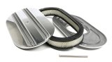 Trans-Dapt Performance Aluminum Air Cleaners 6048 Cleaner, Flat Base, Oval, Polished Top, Finned, 8 3/8 in. Width x 15 in. Length, Filter, Kit thumbnail 1