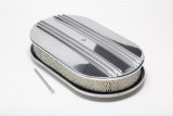 Trans-Dapt Performance Aluminum Air Cleaners 6048 Cleaner, Flat Base, Oval, Polished Top, Finned, 8 3/8 in. Width x 15 in. Length, Filter, Kit thumbnail 2