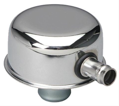 Trans-Dapt Performance Chrome Valve Cover Breathers 9241 Breather, Push-In, Round, Steel, Chrome, Plain, Each