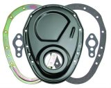 Trans-Dapt Performance Timing Covers 8638 Chain Cover, Two-piece, Steel, Black Powdercoated, Chevy, Small Block, Each thumbnail 1