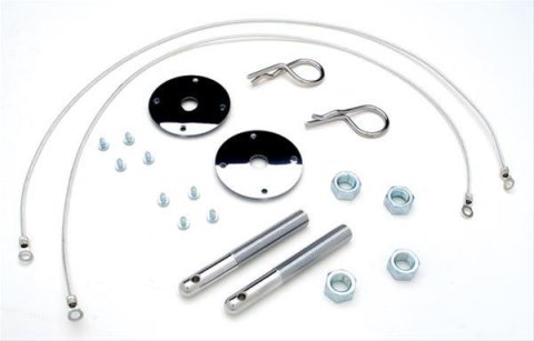 Trans-Dapt Performance Hood Pin Kits 4094 Set, Hair Style with 24 in. Lanyards, Chrome, 2 pack