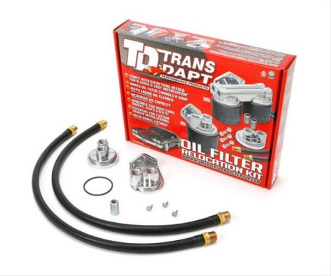 Trans-Dapt Performance Remote Oil Filter Relocation Kits 1158 Kit, Single Filter, 3/4-16 in. Threads, 20mm x 1.5 Engine Threads, Kit