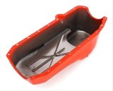 Trans-Dapt Performance OEM Replacement Oil Pans 9946 Pan, Wet Sump Style, Steel, Orange Powdercoat, Chevrolet, Small Block, Each thumbnail 1