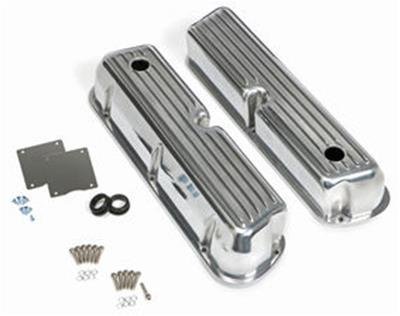 Trans-Dapt Performance Finned Aluminum Valve Covers 6117 Covers, Tall, Aluminum, Polished, Finned, Ford, Small Block, With Breather Holes, Pair