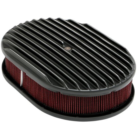 Trans-Dapt Performance Products Air Cleaners 7467 Cleaner, Black Finned Oval Cleaner Kit 12" X 2" Paper Element Full Finned Style