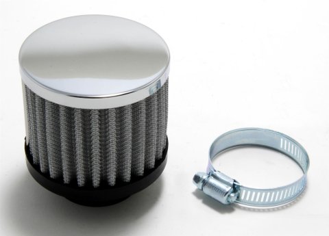 Trans-Dapt Performance Valve Cover Filter Breathers 9597 Filtered breather clamp-on, chrome, 1 3/8" ID