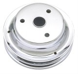 Trans-Dapt Performance Steel Crankshaft Pulleys 9607 Pulley, V-Belt, 2-Groove, 6.9 in., Steel, Chrome, Chevy, Small Block, Long Pump, Each thumbnail 1