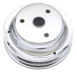 Trans-Dapt Performance Steel Crankshaft Pulleys 9607 Pulley, V-Belt, 2-Groove, 6.9 in., Steel, Chrome, Chevy, Small Block, Long Pump, Each thumbnail 2