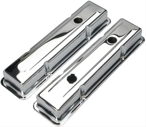 Trans-Dapt Performance Chrome Valve Covers 9518 Covers, Stock Height, Steel, Chrome, Plain, Chevy, Small Block, Pair thumbnail 2