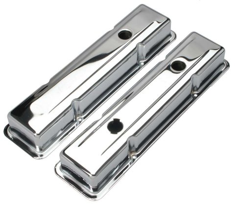 Trans-Dapt Performance Chrome Valve Covers 9518 Covers, Stock Height, Steel, Chrome, Plain, Chevy, Small Block, Pair thumbnail 3