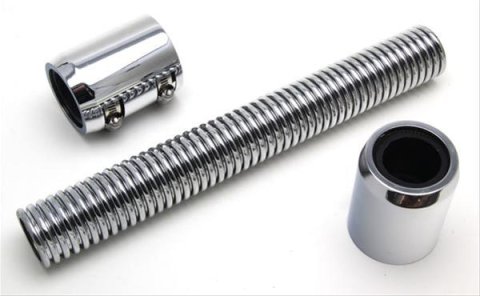 Trans-Dapt Performance Stainless Steel Radiator Hose Kits 8201 Hose, Steel, Polished, 12 in. Length, with 1.25 in., 1.50 in. Adapter Ends, Chrome, Each