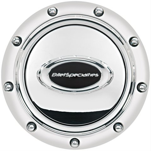 Billet Specialties Horn Buttons 32715 Button, Aluminum, Polished, Black Logo, Each thumbnail 2
