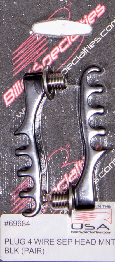 Billet Specialties Plug Wire Separators 69684 Ignition Looms and Separators, Separators, Clamp-in, Aluminum, Black Anodized, 7mm, 7.5mm, 8mm, Pair thumbnail 1