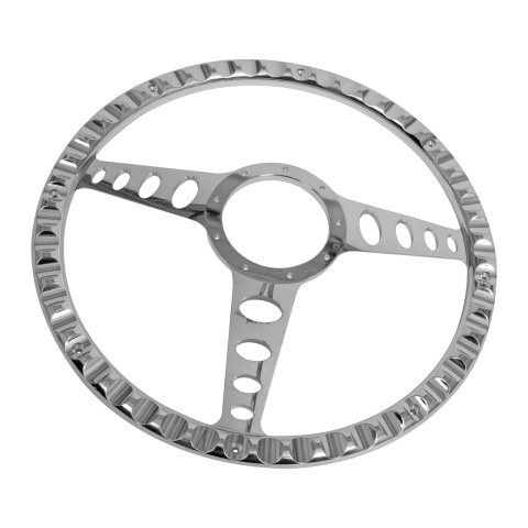 Billet Specialties Half-Wrap Steering Wheels 34445 Wheel, Half-Wrap, Outlaw, Aluminum, Polished, 3-Spoke, 15.5 in. Diameter, 9-Bolt Mount, Each thumbnail 1