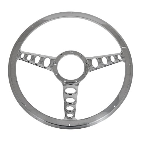 Billet Specialties Half-Wrap Steering Wheels 34445 Wheel, Half-Wrap, Outlaw, Aluminum, Polished, 3-Spoke, 15.5 in. Diameter, 9-Bolt Mount, Each thumbnail 2