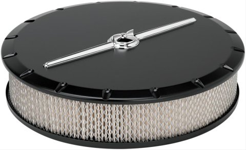 Billet Specialties Air Cleaners 15824 Cleaner, Round, Raised Base, Aluminum, Black, 14 in. Diameter, 3 in. Filter Height, Each thumbnail 1