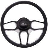 Billet Specialties Half-Wrap Steering Wheels BC34102 Wheel, Half-Wrap, 6-spoke, Black/Natural Aluminum Spokes, Black Leather Grip, 15 1/2 in. Diameter, Each thumbnail 1