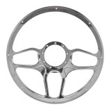 Billet Specialties Half-Wrap Steering Wheels BC34102 Wheel, Half-Wrap, 6-spoke, Black/Natural Aluminum Spokes, Black Leather Grip, 15 1/2 in. Diameter, Each thumbnail 2