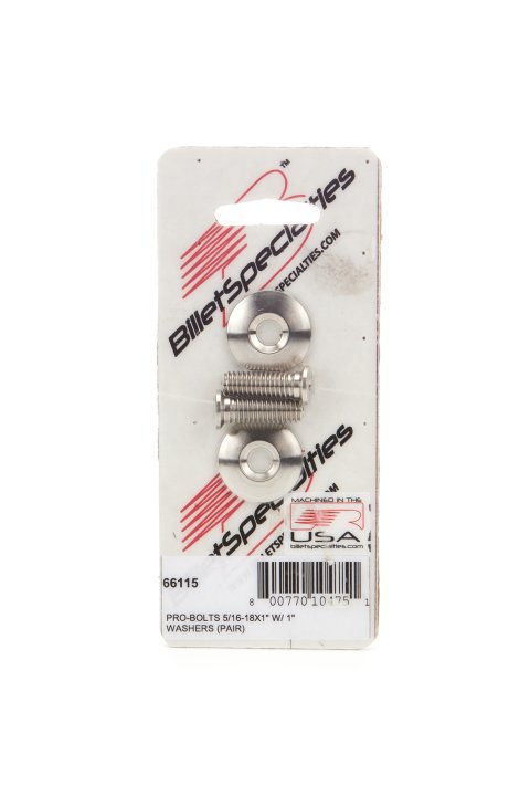 Billet Specialties Pro-Bolts 66115 Fender Bolts, 5/16 in.-18 RH Thread, 1 in. Washer Diameter, Stainless Steel, Natural, Pair thumbnail 2
