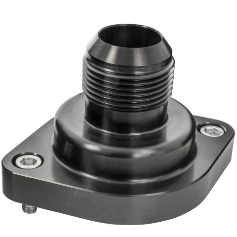 Billet Specialties Thermostat Housings BLK90920 Water Neck, Aluminum, Black Anodized, Straight Up, -20 AN Male Threads, Chevy, LS, Each thumbnail 1