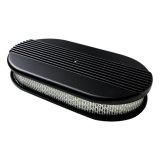 Billet Specialties Air Cleaners BLK15640 Filter Assembly, Large Oval, Aluminum, Black Powdercoated, Ribbed Design, 2 in. Filter Height, Each thumbnail 2