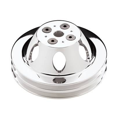 Billet Specialties Water Pump Pulleys 80220 Pulley, V-Belt, 2-Groove, Aluminum, Polished, Chevy, Small Block, Short Pump, Each thumbnail 3