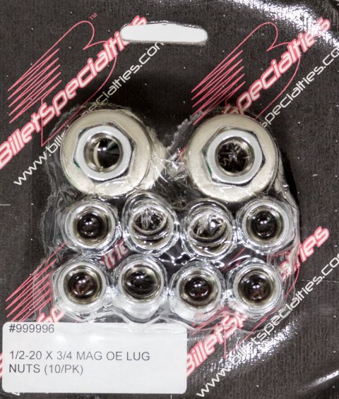 Billet Specialties Lug Nuts 999996 Nuts, .750 in. Shank with Washer, 1/2 in.- 20 RH, Open End, Chrome Plated Steel, Set of 10 thumbnail 2