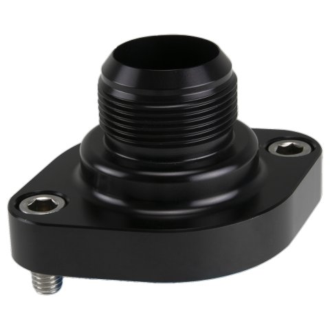 Billet Specialties Water Necks and Thermostat Housings BLK90825 THERMOSTAT HOUSING, THRMST HSG -20 AN STRAIGHT UP MOPAR APPL BLACK thumbnail 2