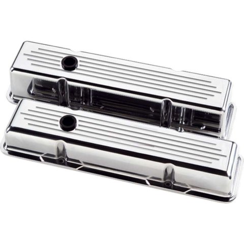 Billet Specialties Diecast Aluminum Valve Covers 95120 Covers, Stock Height, Aluminum, Polished, Ball-Milled, Chevy, Small Block, Pair thumbnail 2
