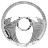 Billet Specialties Half-Wrap Steering Wheels 29825 Wheel, Half-Wrap, Eagle, Aluminum, Polished, 2-Spoke, 14 in. Diameter, 9-Bolt Mount, Each thumbnail 1