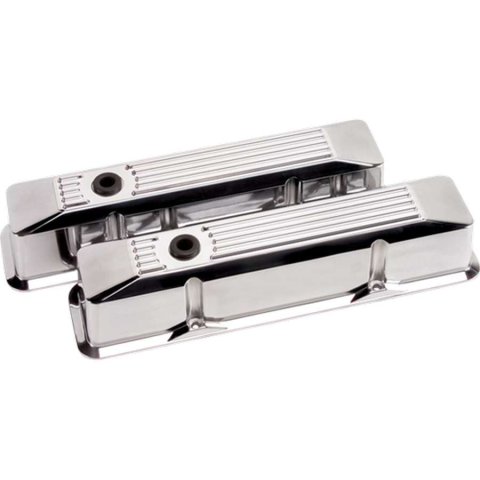 Billet Specialties Diecast Aluminum Valve Covers 95620 Covers, Tall, Aluminum, Polished, Ribbed, Chevy, Small Block, Pair thumbnail 3