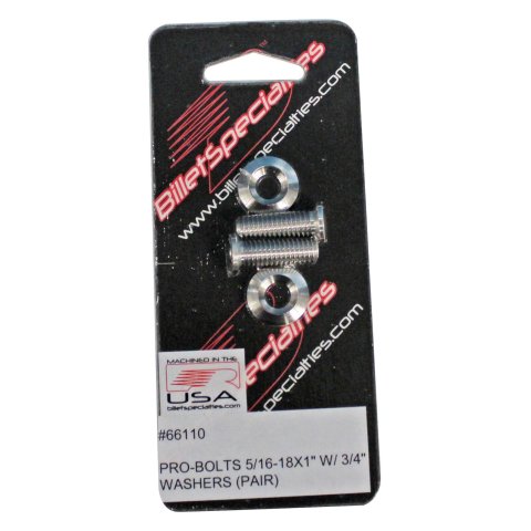 Billet Specialties Pro-Bolts 66110 Fender Bolts, 5/16 in.-18 RH Thread, 3/4 in. Washer Diameter, Stainless Steel, Natural, Pair thumbnail 1