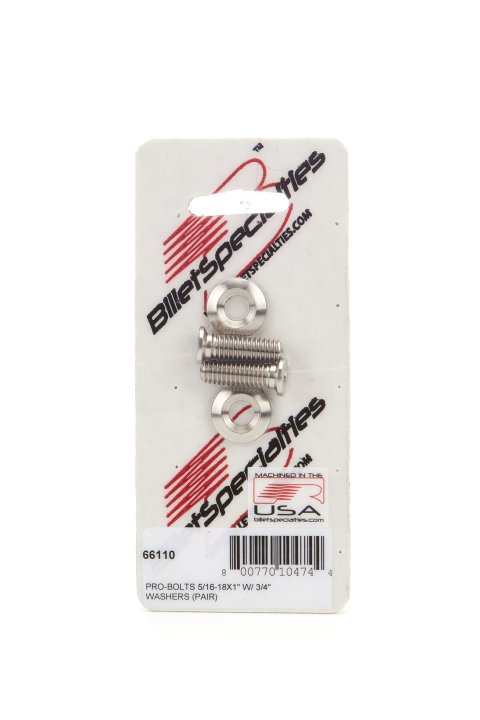 Billet Specialties Pro-Bolts 66110 Fender Bolts, 5/16 in.-18 RH Thread, 3/4 in. Washer Diameter, Stainless Steel, Natural, Pair thumbnail 3