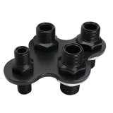 Billet Specialties Heat and Air Conditioning Bulkheads BLK66925 Firewall Bulkhead, 4-Port, Diamond, #6, #10, Aluminum, Black Anodized, Each thumbnail 1