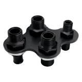 Billet Specialties Heat and Air Conditioning Bulkheads BLK66925 Firewall Bulkhead, 4-Port, Diamond, #6, #10, Aluminum, Black Anodized, Each thumbnail 2