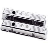 Billet Specialties Diecast Aluminum Valve Covers 95127 Covers, Stock Height, Aluminum, Polished, Cross Flags Logo, Chevy, Small Block, Pair thumbnail 2